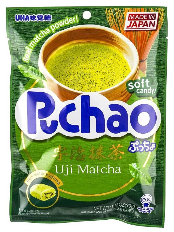 Uha Matcha Mikakuto Puchao Soft Jelly Gummy Candy - 3.17oz